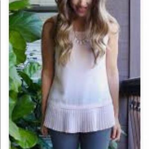 Blush Pink Pleated Peplum Tank